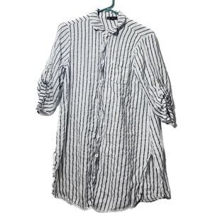 Sax Fifth Avenue, women’s size‎ small, linen, long sleeve, striped button front
